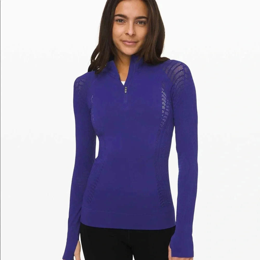 NWT Lululemon Aurora 1/2 Zip Reveal Larkspur Blue Rare New Sweater Top 6